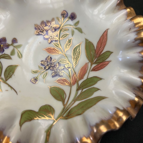 Vintage Kalk German Porcelain, Hand Painted, Ruffled Edge, Candy/Trinket Dish. - Picture 2 of 11